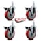 Service Caster 5'' Red Poly Wheel Swivel 3/4'' Square Stem Caster Set with Brake, 4PK SCC-SQ20S514-PPUB-RED-PLB-34-4 - alternate 2